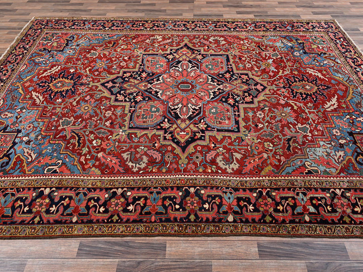 8'9" x 12'2" Vintage Hand Knotted Red Wool Rectangle Oriental Rug - MOA1022100