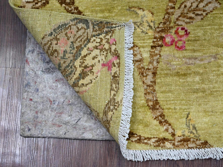 1'10" x 3'0" New Hand Knotted Green Wool Rectangle Oriental Rug - MOA10221014