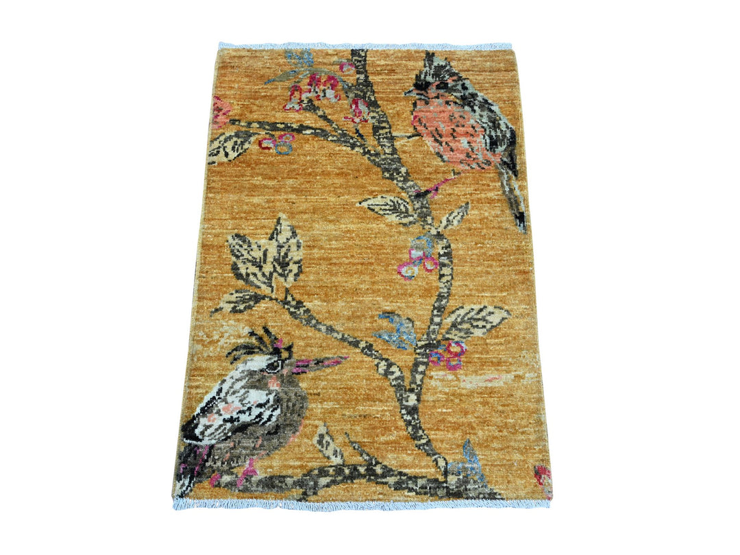 2'0" x 2'10" New Hand Knotted Brown Wool Rectangle Oriental Rug - MOA10221019