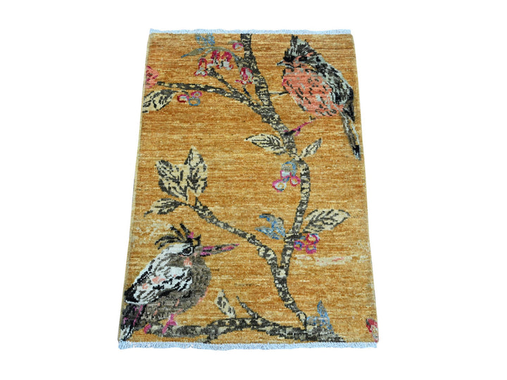 2'0" x 2'10" New Hand Knotted Brown Wool Rectangle Oriental Rug - MOA10221019
