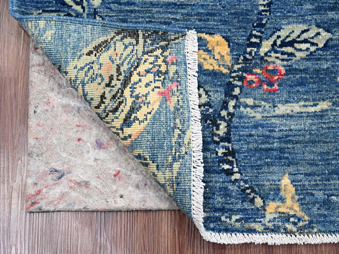 2'0" x 2'10" New Hand Knotted Blue Wool Rectangle Oriental Rug - MOA10221020