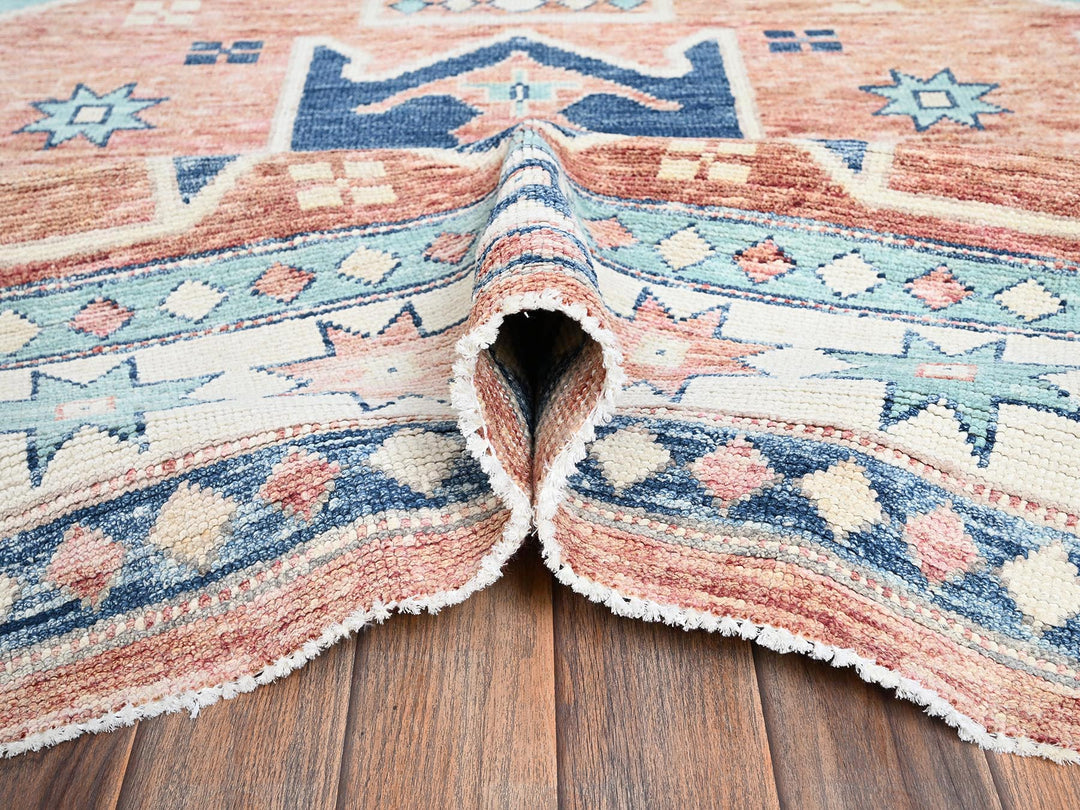 8'11" x 11'9" New Hand Knotted Orange Wool Rectangle Oriental Rug - MOA1022102