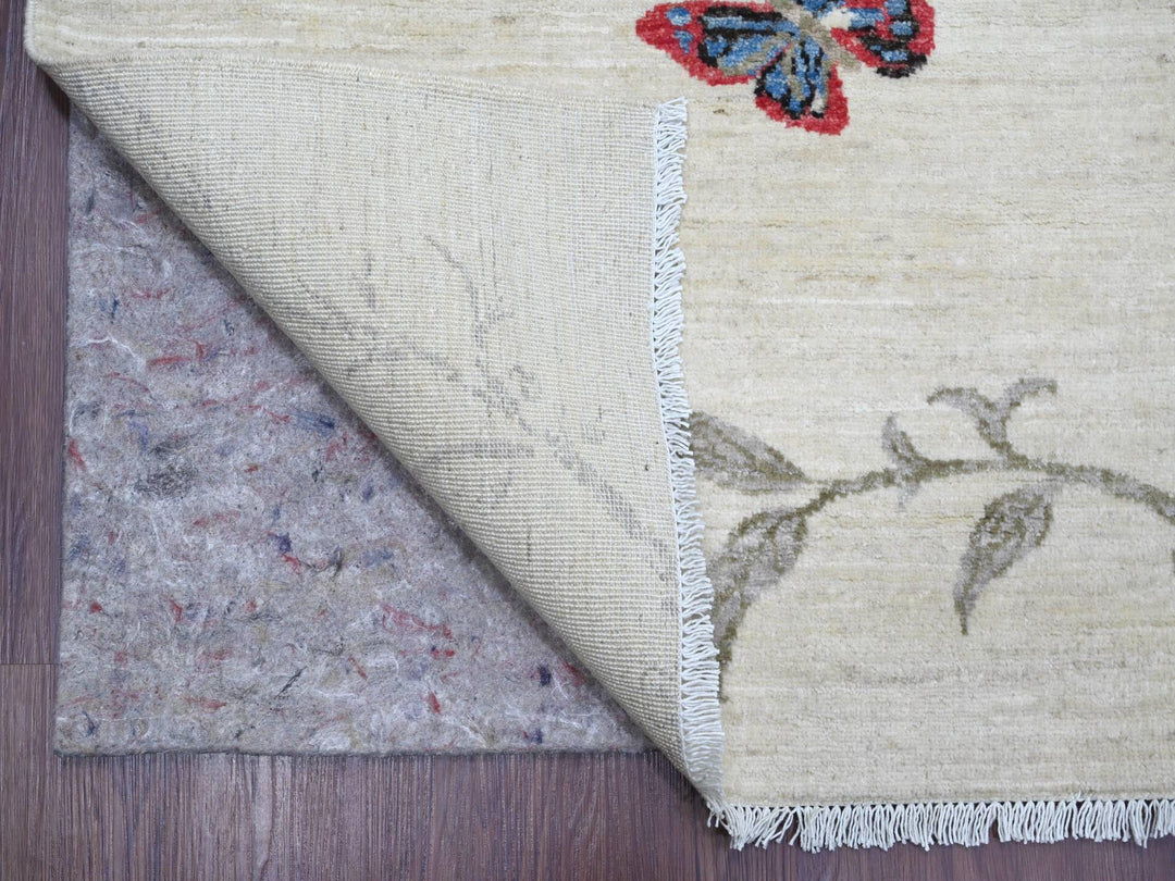 8'10" x 11'6" New Hand Knotted Ivory Wool Rectangle Oriental Rug - MOA10221038