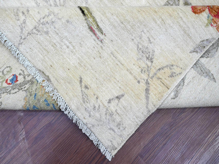 8'10" x 11'6" New Hand Knotted Ivory Wool Rectangle Oriental Rug - MOA10221038