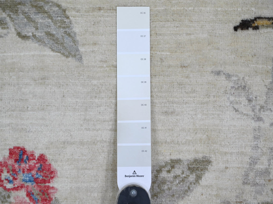 8'10" x 11'6" New Hand Knotted Ivory Wool Rectangle Oriental Rug - MOA10221038