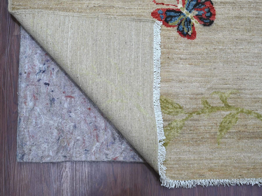 9'1" x 11'9" New Hand Knotted Ivory Wool Rectangle Oriental Rug - MOA10221039