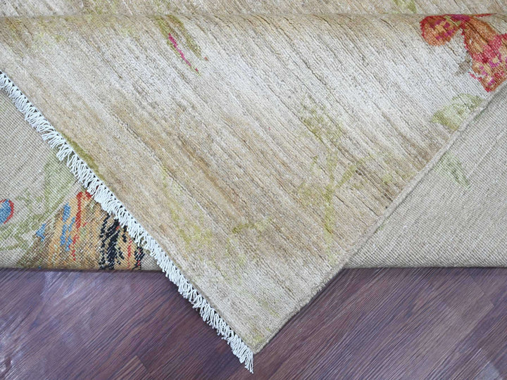 9'1" x 11'9" New Hand Knotted Ivory Wool Rectangle Oriental Rug - MOA10221039