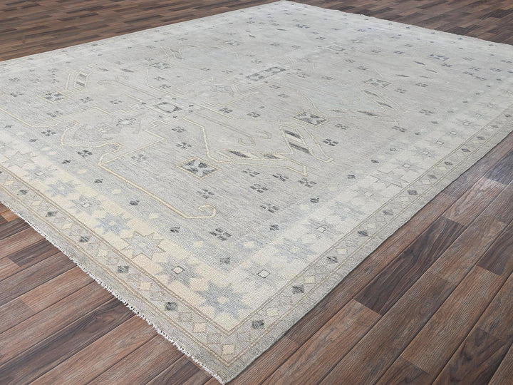 8'10" x 11'8" New Hand Knotted Grey Wool Rectangle Oriental Rug - MOA1022103