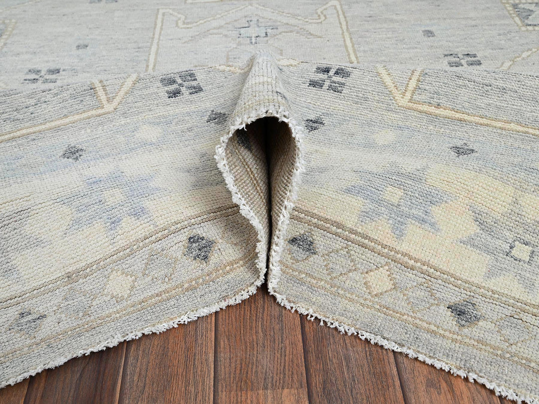 8'10" x 11'8" New Hand Knotted Grey Wool Rectangle Oriental Rug - MOA1022103
