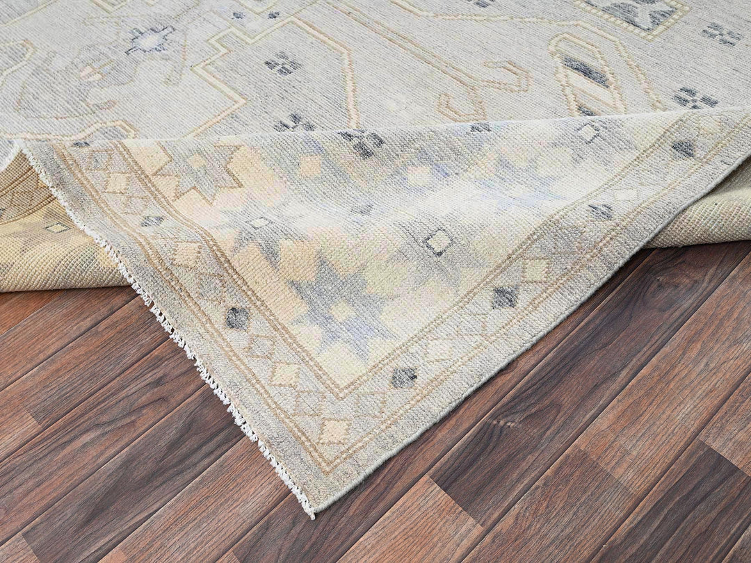 8'10" x 11'8" New Hand Knotted Grey Wool Rectangle Oriental Rug - MOA1022103