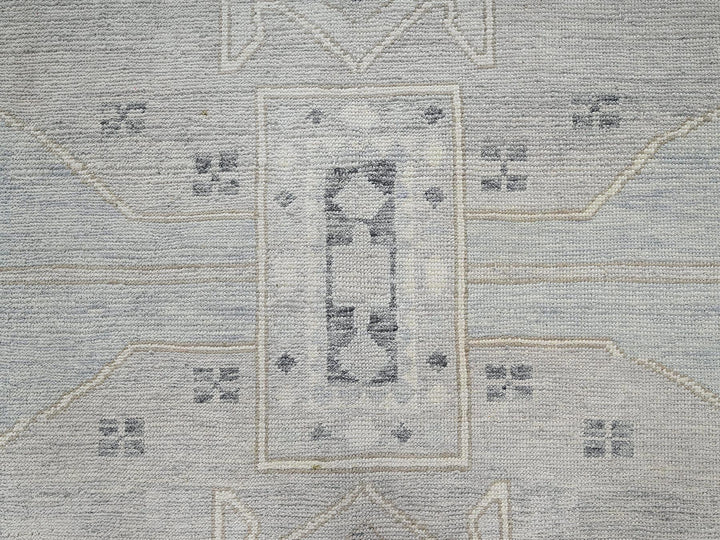 8'10" x 11'8" New Hand Knotted Grey Wool Rectangle Oriental Rug - MOA1022103