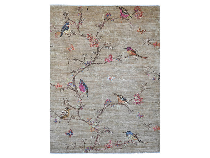 8'11" x 11'11" New Hand Knotted Brown Wool Rectangle Oriental Rug - MOA10221040