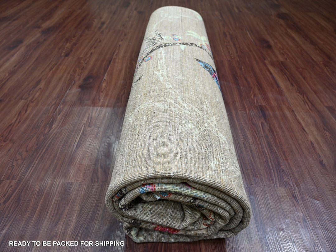 8'11" x 11'11" New Hand Knotted Brown Wool Rectangle Oriental Rug - MOA10221040