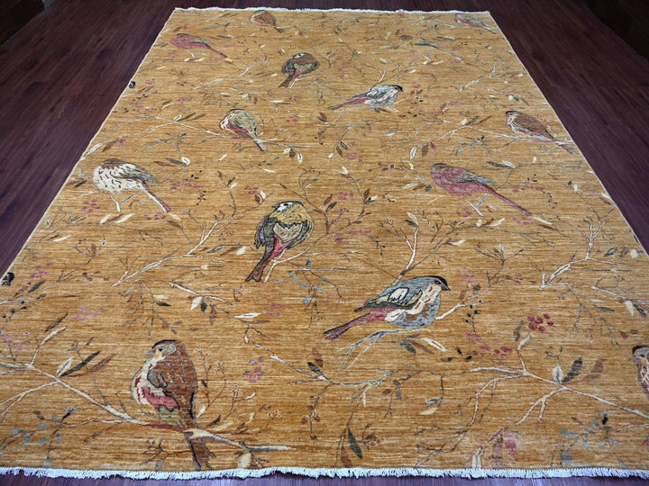 9'4" x 11'8" New Hand Knotted Brown Wool Rectangle Oriental Rug - MOA10221041