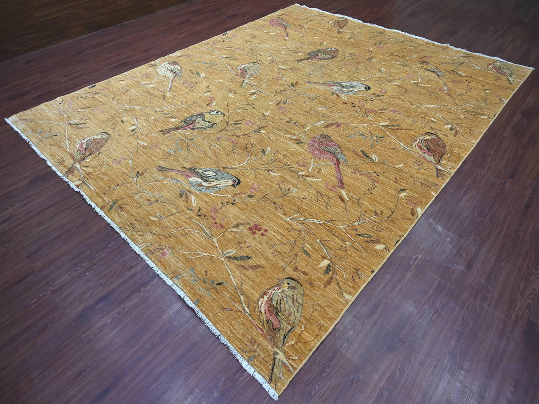 9'4" x 11'8" New Hand Knotted Brown Wool Rectangle Oriental Rug - MOA10221041