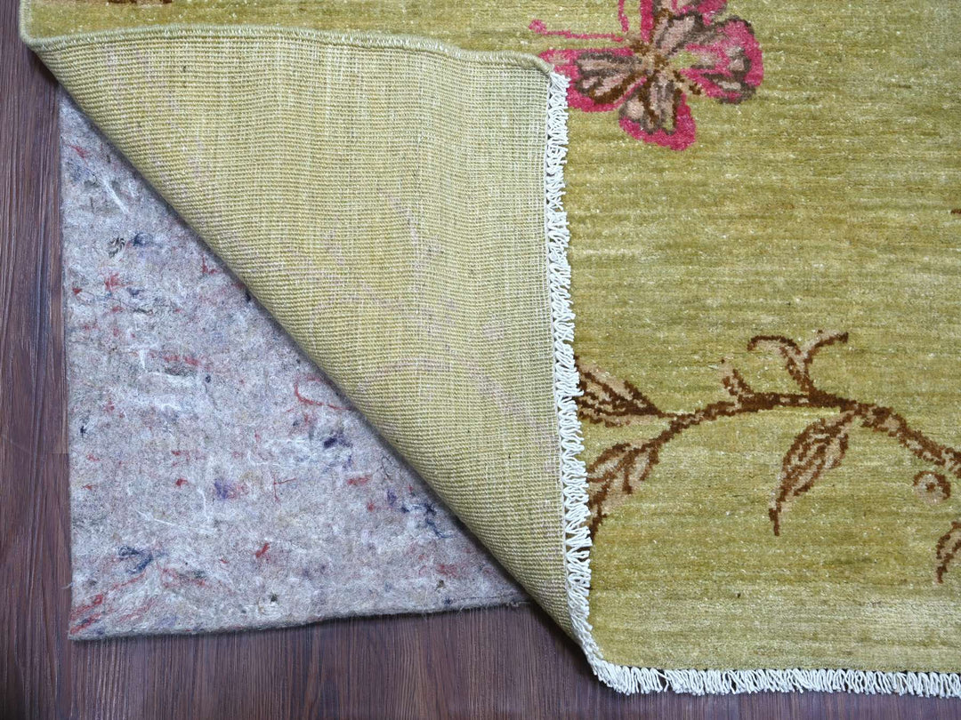 9'0" x 11'10" New Hand Knotted Green Wool Rectangle Oriental Rug - MOA10221042
