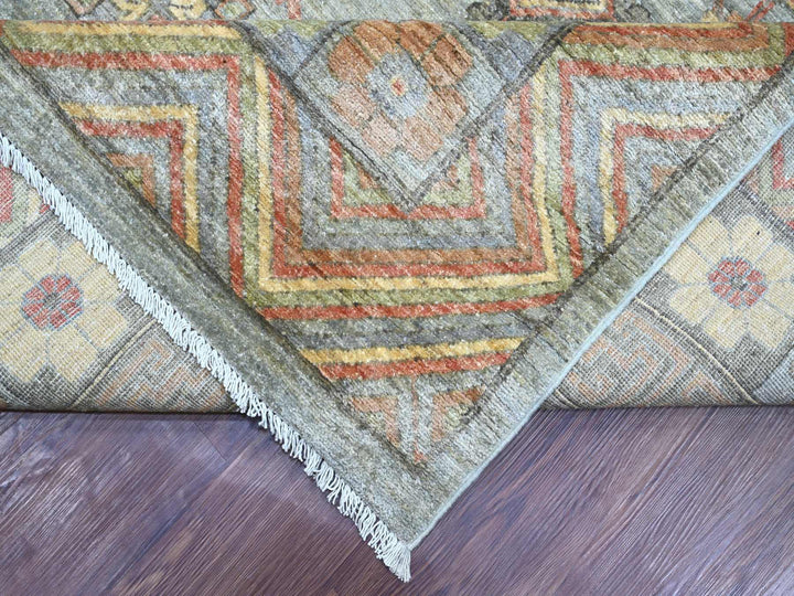 9'10" x 13'9" New Hand Knotted Grey Wool Rectangle Oriental Rug - MOA10221043