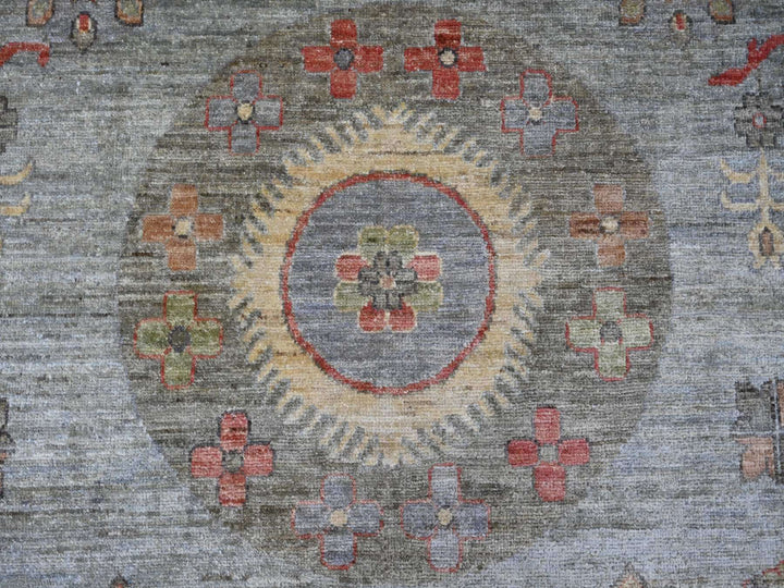 9'10" x 13'9" New Hand Knotted Grey Wool Rectangle Oriental Rug - MOA10221043
