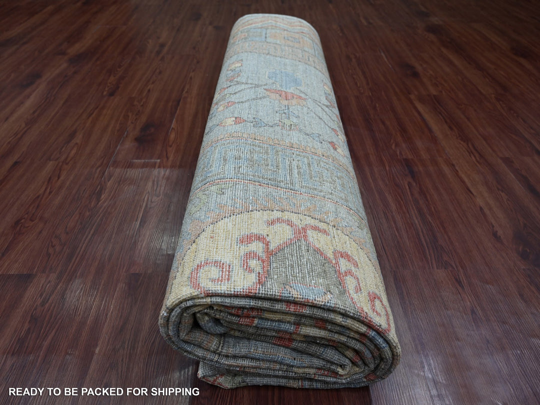 9'10" x 13'9" New Hand Knotted Grey Wool Rectangle Oriental Rug - MOA10221043