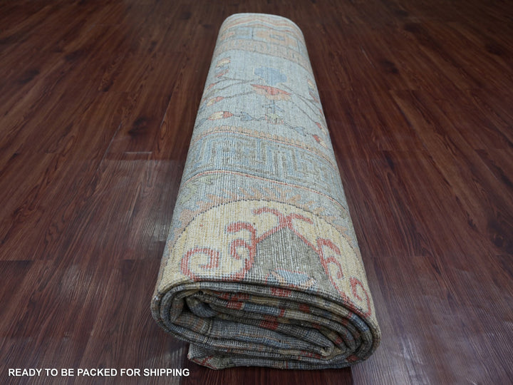 9'10" x 13'9" New Hand Knotted Grey Wool Rectangle Oriental Rug - MOA10221043