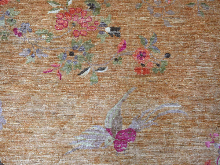 11'8" x 11'10" New Hand Knotted Brown Wool Round Oriental Rug - MOA10221044