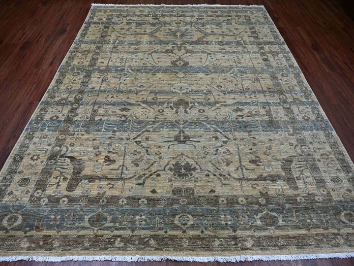 8'2" x 10'1" New Hand Knotted Brown Wool Rectangle Oriental Rug - MOA10221045