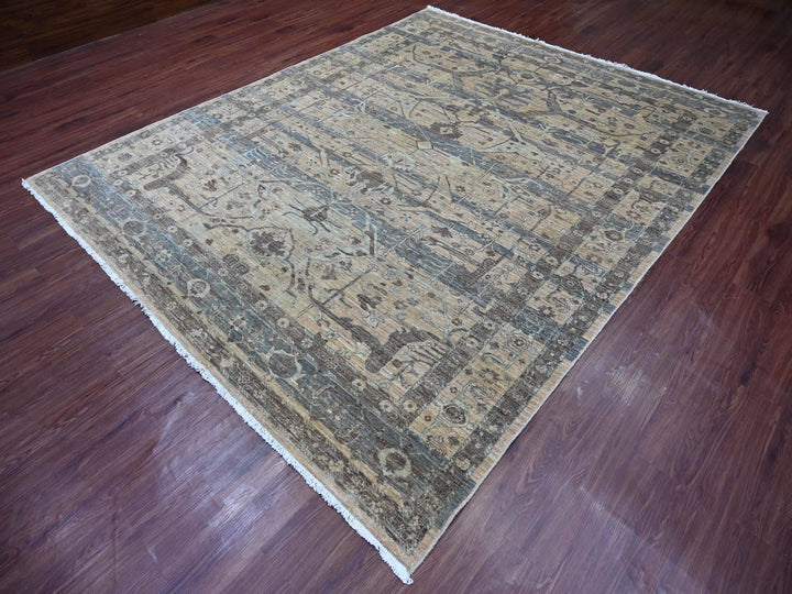 8'2" x 10'1" New Hand Knotted Brown Wool Rectangle Oriental Rug - MOA10221045