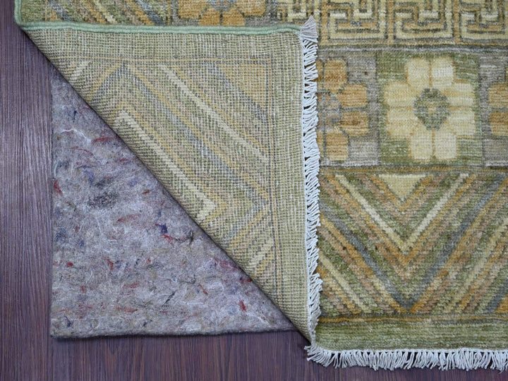 7'10" x 9'11" New Hand Knotted Green Wool Rectangle Oriental Rug - MOA10221046