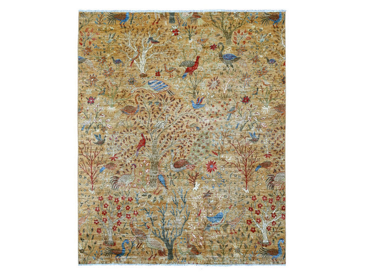 7'10" x 9'7" New Hand Knotted Brown Wool Rectangle Oriental Rug - MOA10221047
