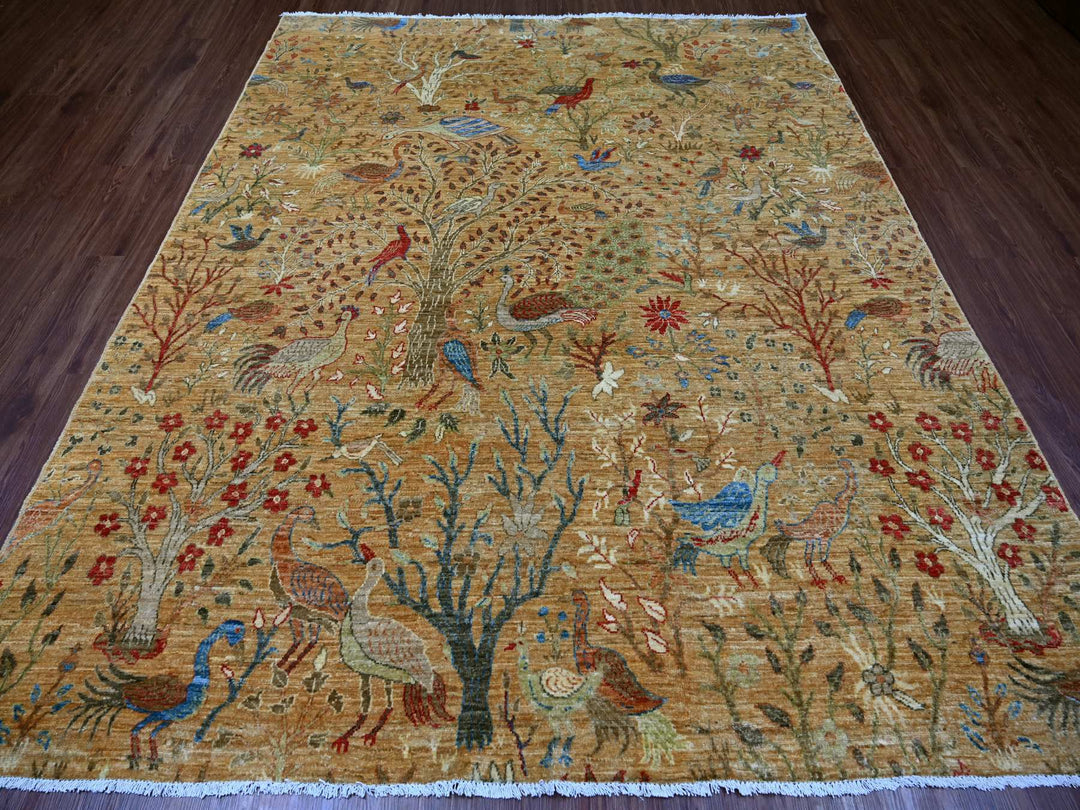7'10" x 9'7" New Hand Knotted Brown Wool Rectangle Oriental Rug - MOA10221047