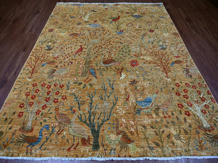 7'10" x 9'7" New Hand Knotted Brown Wool Rectangle Oriental Rug - MOA10221047