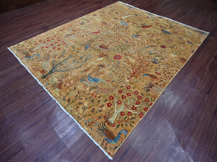 7'10" x 9'7" New Hand Knotted Brown Wool Rectangle Oriental Rug - MOA10221047