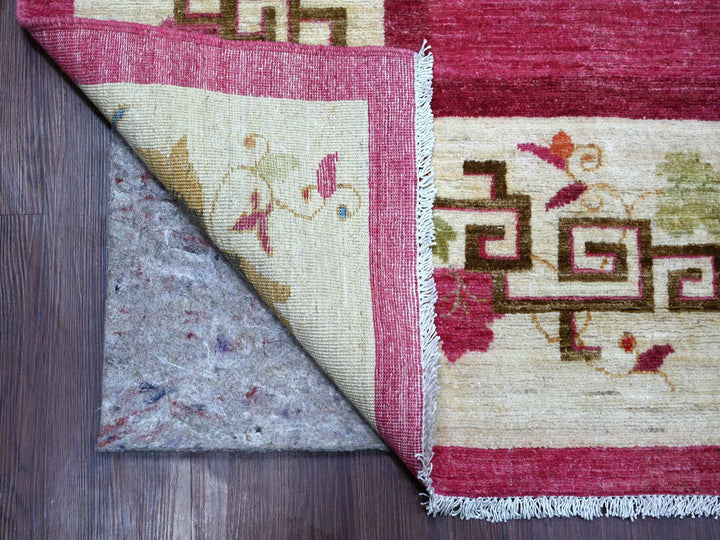 9'0" x 11'10" New Hand Knotted Pink Wool Rectangle Oriental Rug - MOA10221048