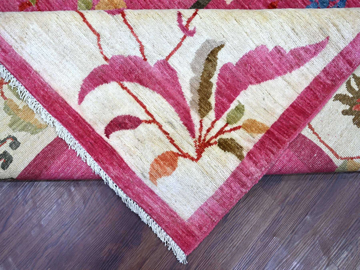 9'0" x 11'10" New Hand Knotted Pink Wool Rectangle Oriental Rug - MOA10221048