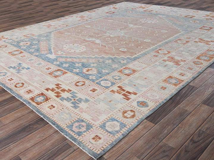 8'10" x 11'9" New Hand Knotted Blue Wool Rectangle Oriental Rug - MOA1022104