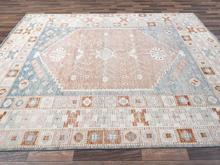 8'10" x 11'9" New Hand Knotted Blue Wool Rectangle Oriental Rug - MOA1022104