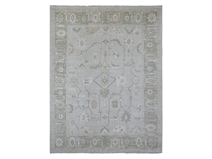 9'2" x 11'11" New Hand Knotted Green Wool Rectangle Oriental Rug - MOA10221050