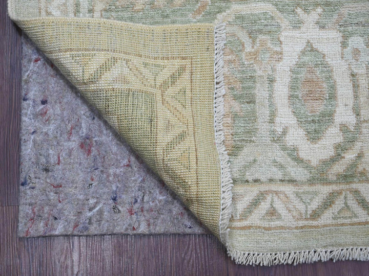 9'2" x 11'11" New Hand Knotted Green Wool Rectangle Oriental Rug - MOA10221050