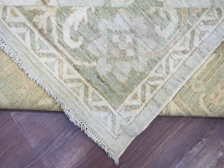 9'2" x 11'11" New Hand Knotted Green Wool Rectangle Oriental Rug - MOA10221050