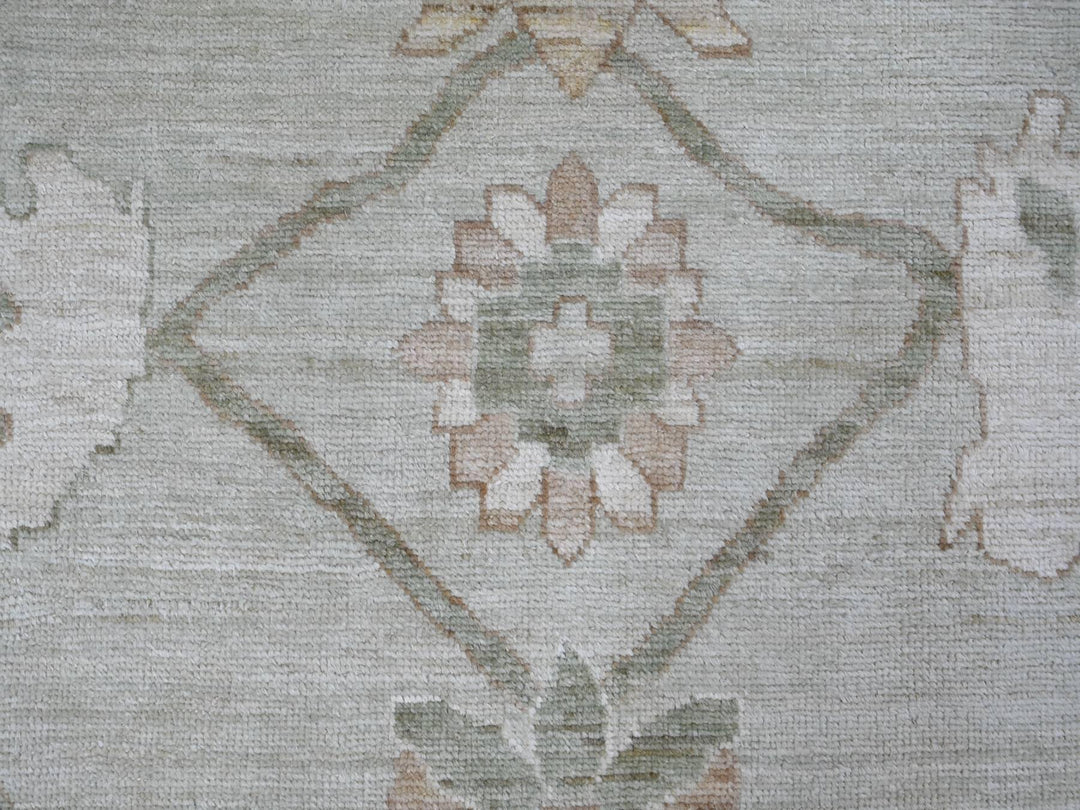 9'2" x 11'11" New Hand Knotted Green Wool Rectangle Oriental Rug - MOA10221050
