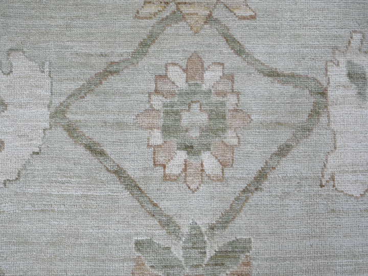 9'2" x 11'11" New Hand Knotted Green Wool Rectangle Oriental Rug - MOA10221050