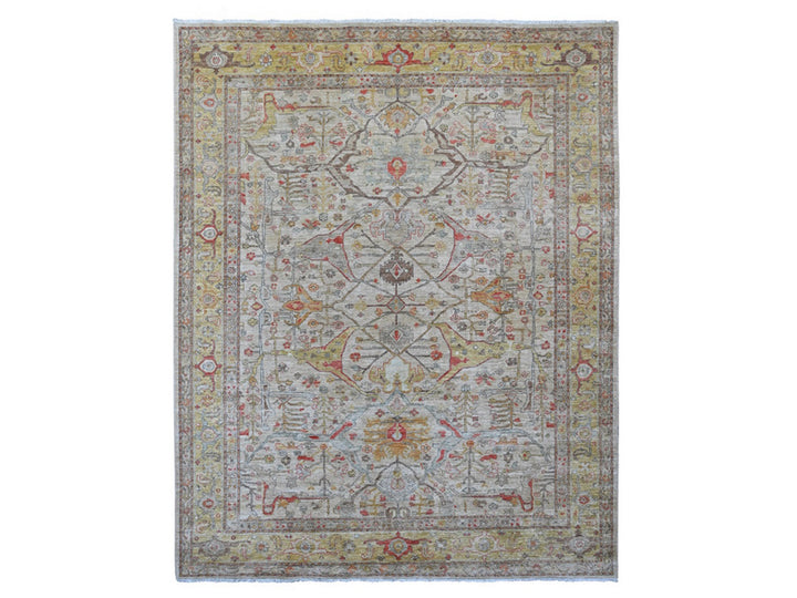 8'0" x 10'0" New Hand Knotted Grey Wool Rectangle Oriental Rug - MOA10221051