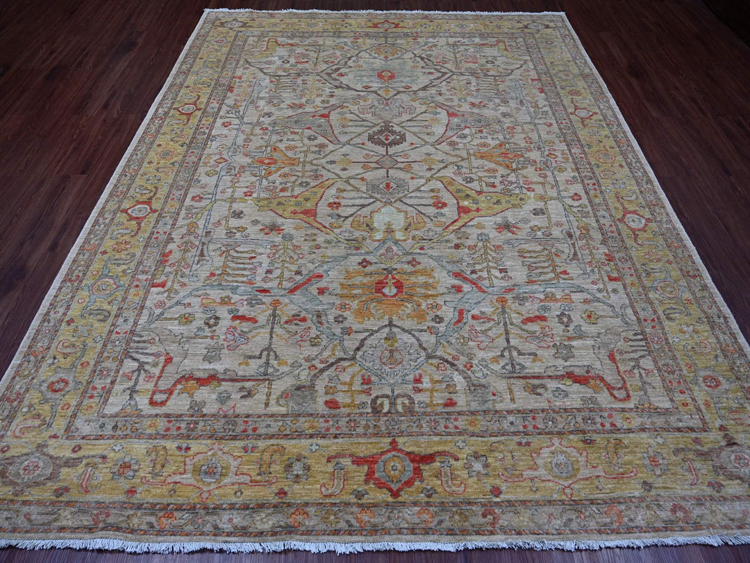 8'0" x 10'0" New Hand Knotted Grey Wool Rectangle Oriental Rug - MOA10221051