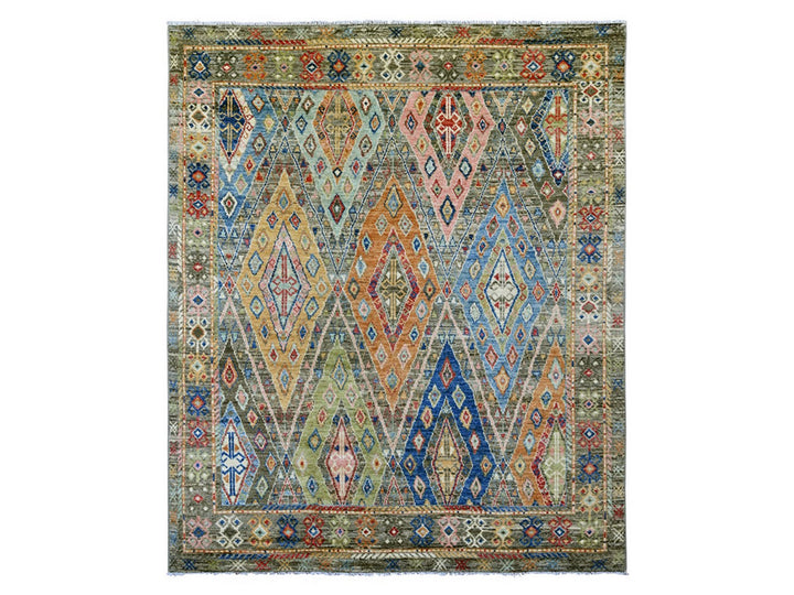 7'10" x 9'6" New Hand Knotted Grey Wool Rectangle Oriental Rug - MOA10221053