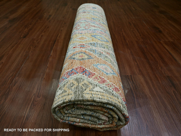 7'10" x 9'6" New Hand Knotted Grey Wool Rectangle Oriental Rug - MOA10221053