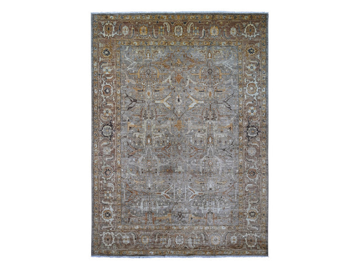 9'1" x 12'2" New Hand Knotted Grey Wool Rectangle Oriental Rug - MOA10221054