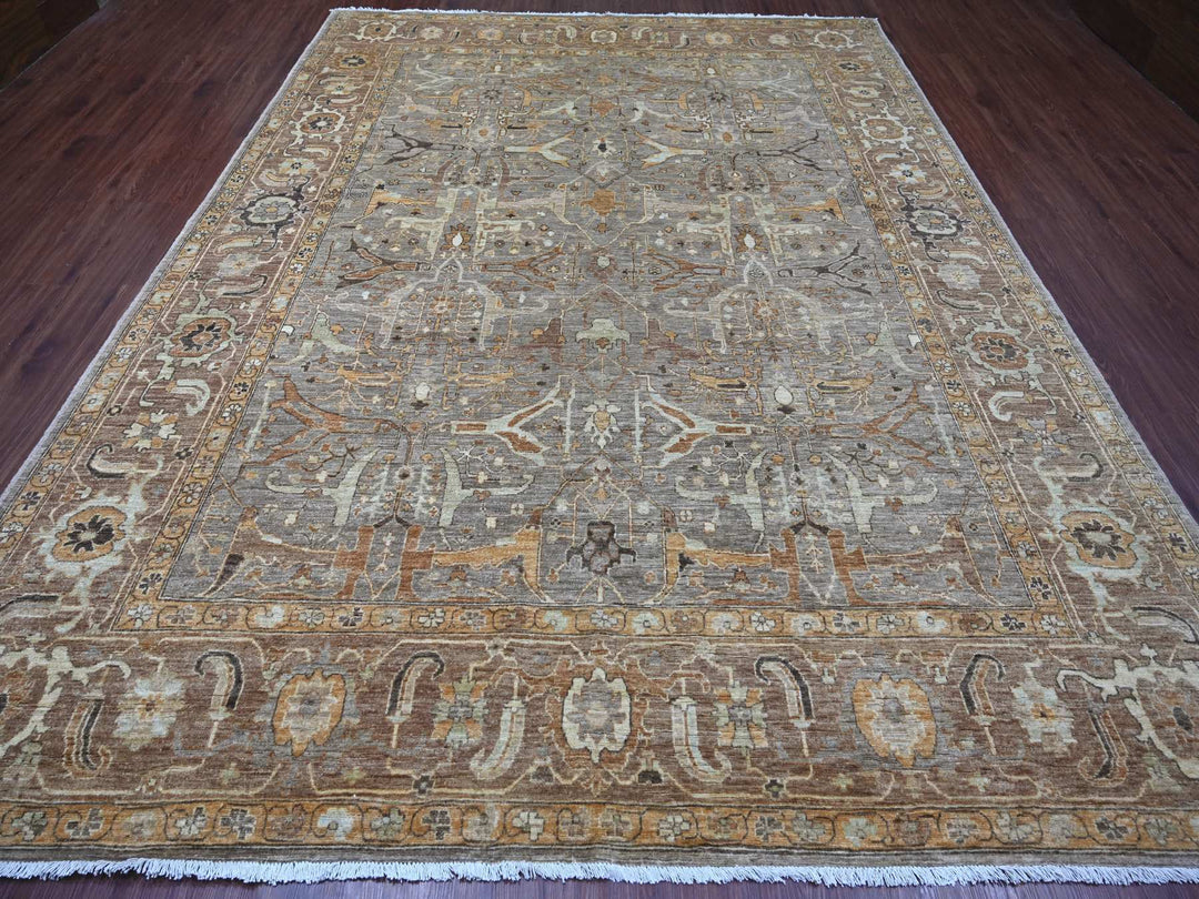 9'1" x 12'2" New Hand Knotted Grey Wool Rectangle Oriental Rug - MOA10221054