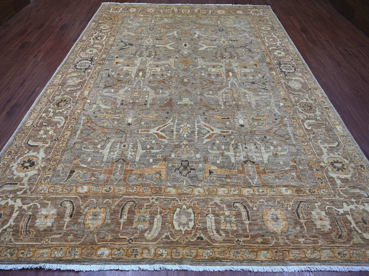9'1" x 12'2" New Hand Knotted Grey Wool Rectangle Oriental Rug - MOA10221054