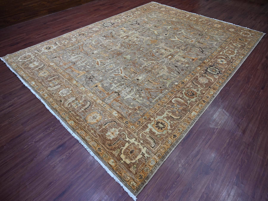9'1" x 12'2" New Hand Knotted Grey Wool Rectangle Oriental Rug - MOA10221054