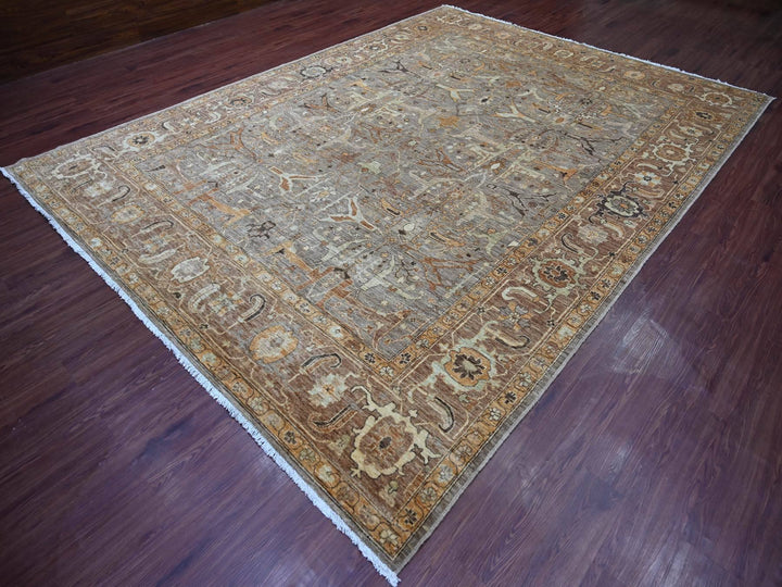 9'1" x 12'2" New Hand Knotted Grey Wool Rectangle Oriental Rug - MOA10221054